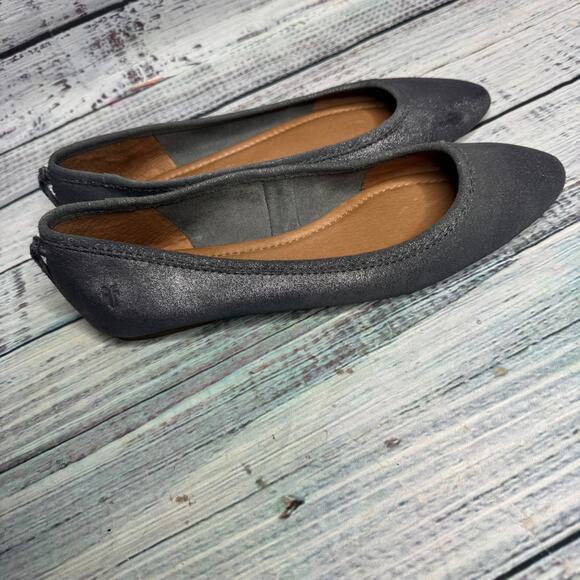 Frye Ballet Flats Gray Metallic Leather Size 8 - Picture 1 of 5